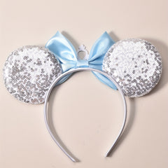 Girls Sequin Ears Big Bow Tie Crown Hair Hoop Holiday Birthday Party Dress Up