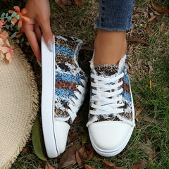 Women's Printed Low Top Sneakers Lightweight Casual Shoes