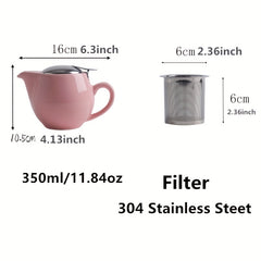 Ceramic Tea Pot with Stainless Steel Lid and Infuser for Loose Leaf Tea