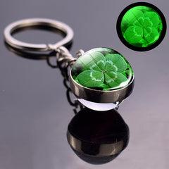Glow Clover Key Chain Lucky Crystal Ball Irish St Patrick's Gift
