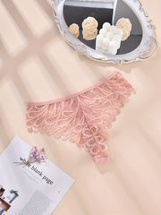 5 Pack Plus Size Panties Set Floral Jacquard Lace Ribbed Panties