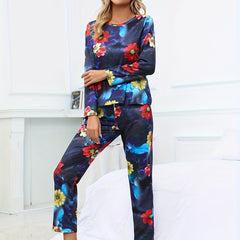 Floral Print Pajama Set Long Sleeve Top & Pants