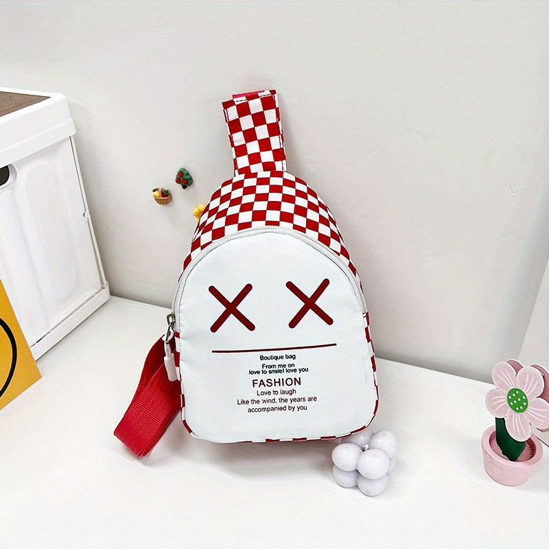 Plaid Kids Crossbody Bag Coin Purse Letter Chest Bag