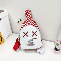 Plaid Kids Crossbody Bag Coin Purse Letter Chest Bag