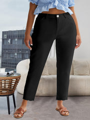 Raw Trim High Rise Crop Jeans