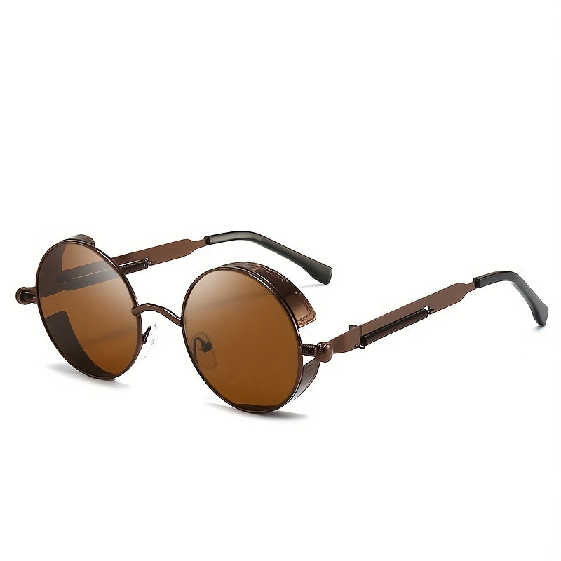 Steampunk Round Metal Sunglasses UV400 With Case