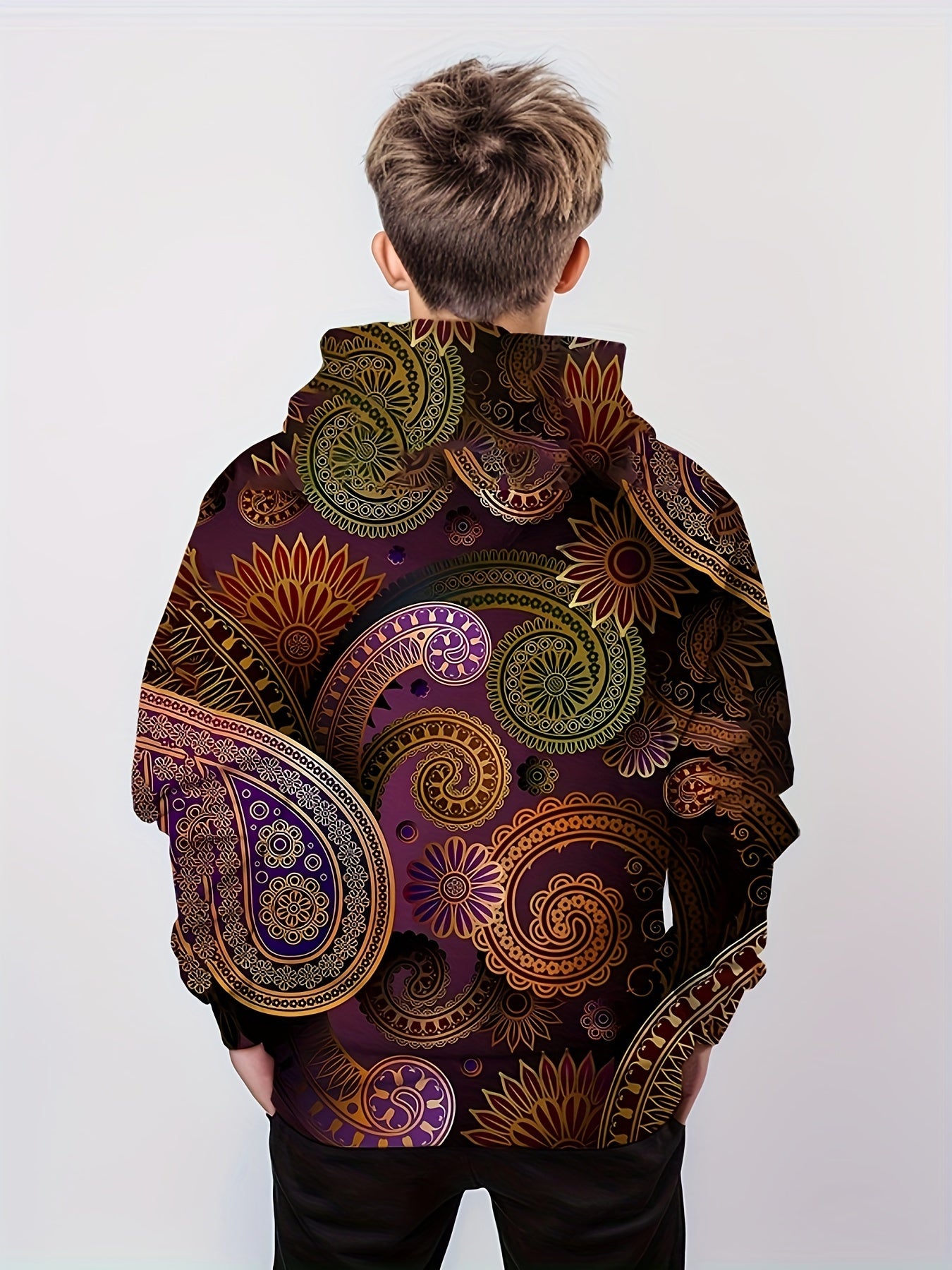Paisley 3D Print Hoodie Kids Hip Hop Sports Casual Tops
