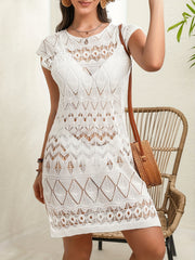 Eyelet Embroidery Split Thigh Cover Up Without Bikini