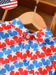 Star Print Block Polo Shirt for Baby Boys