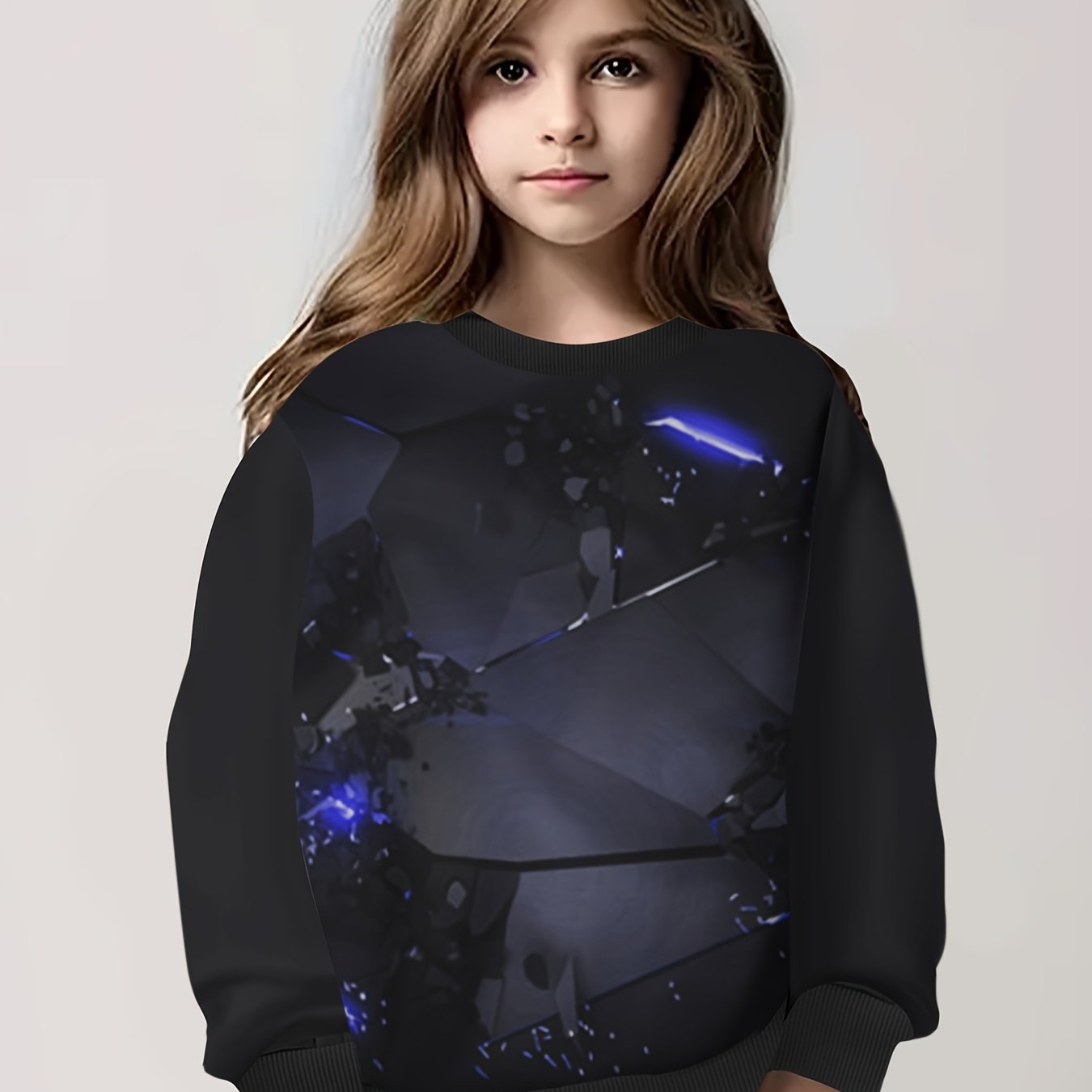 Kids Crew Neck Long Sleeve Sweatshirt Pullover Tops