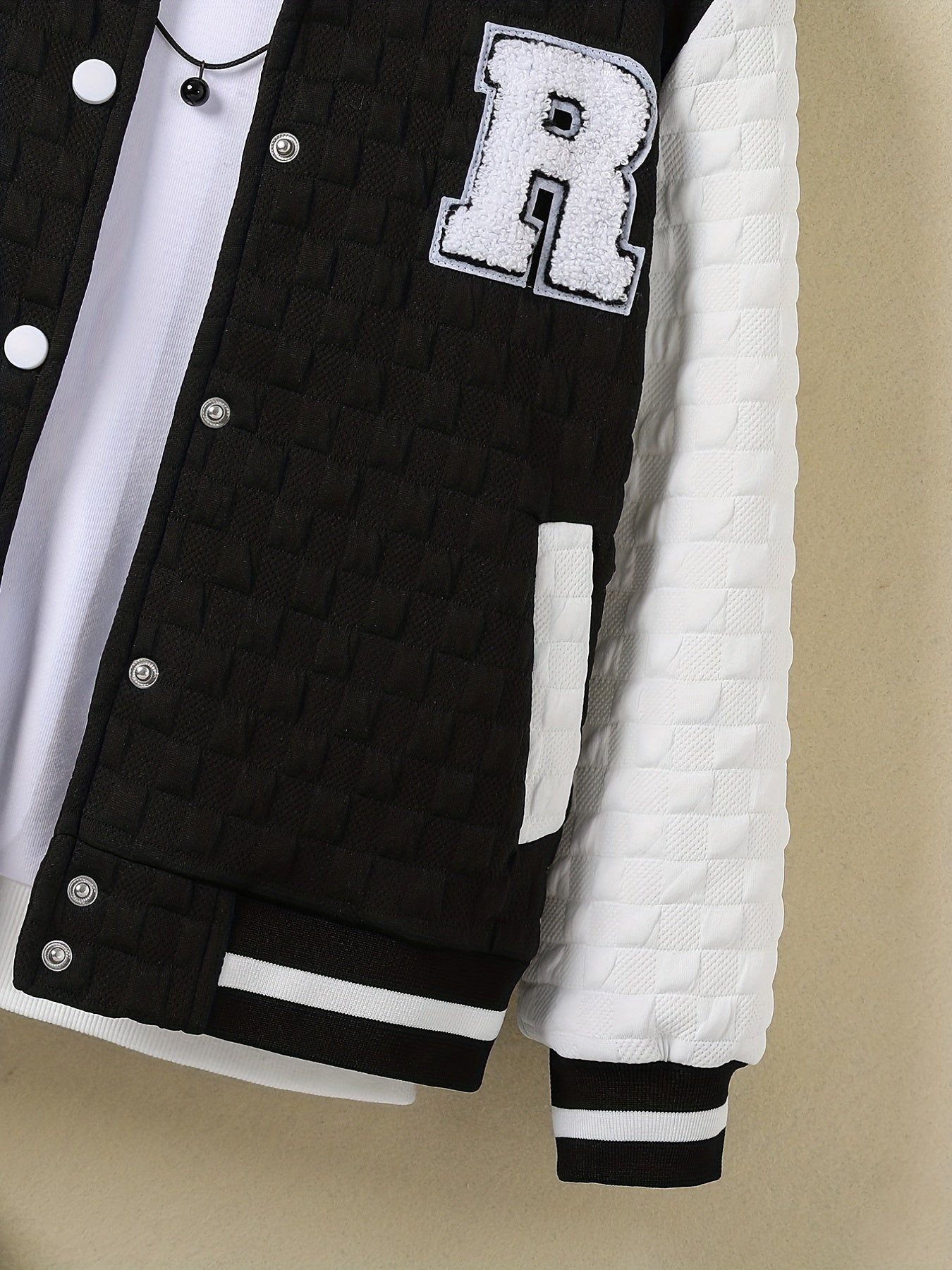 Girls R Letter Block Baseball Jacket Long Sleeve Spring Autumn