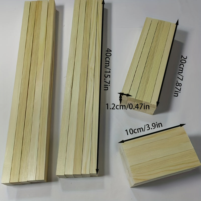 Wood Sticks Square Wooden Dowels Unfinished Hardwood Strips Natural Long