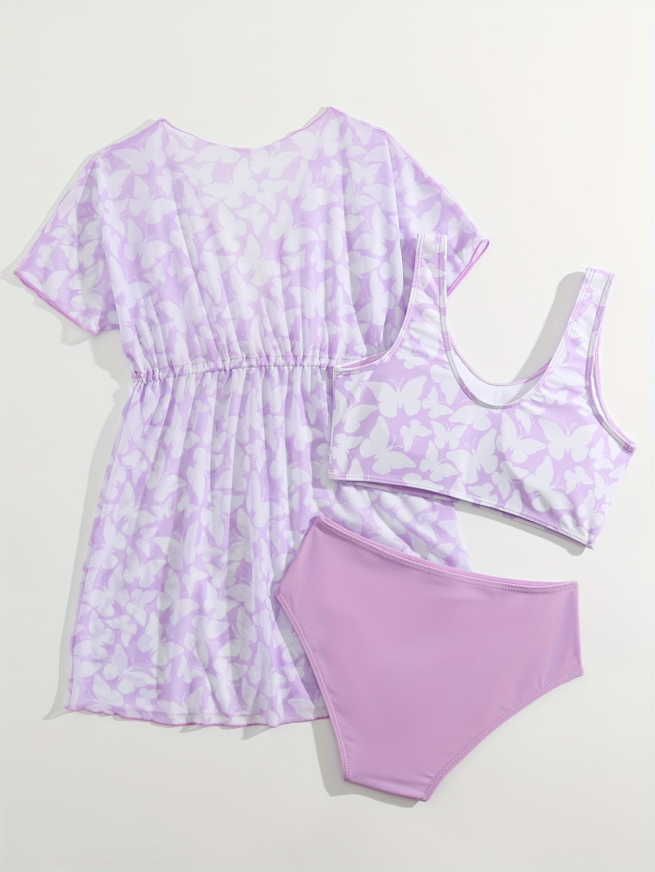 Girls 3pcs Swimsuit Sets Outerwear Top briefs Kids Clothes