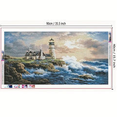 DIY Sea Diamond Painting Kits Lighthouse Full Rhinestone Embroidery Cross Stitch