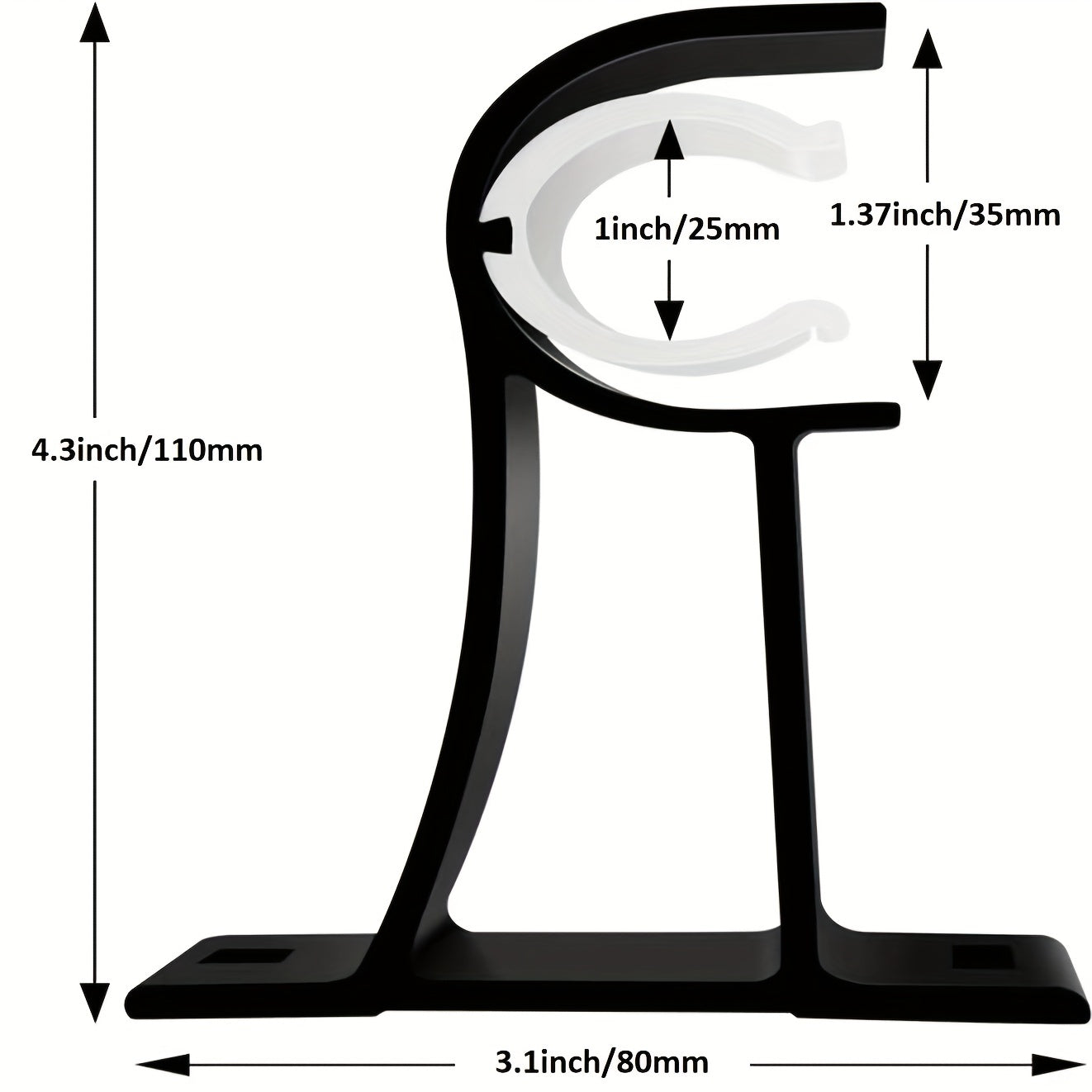 2pc Aluminum Alloy Curtain Rod Bracket Strong Load-bearing Capacity