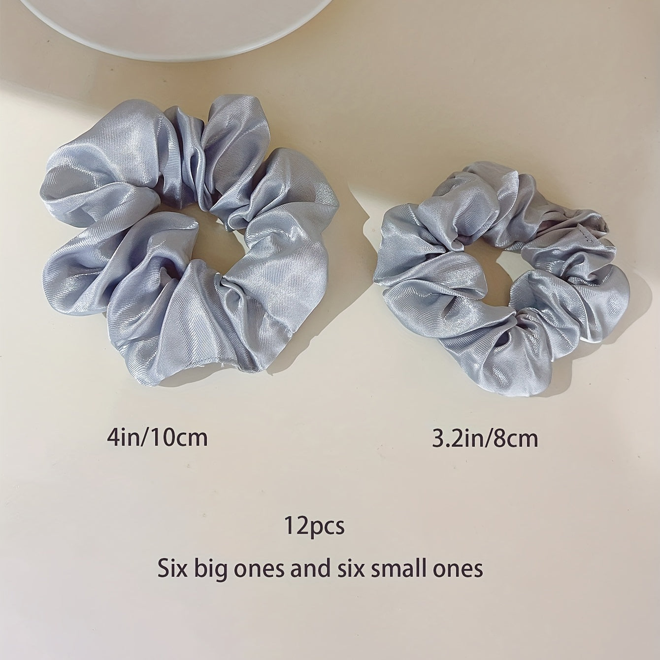 12pcs Seamless Satin Scrunchie Hair Tie Elastic Ponytail Women Hair Rope