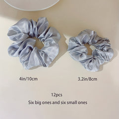12pcs Seamless Satin Scrunchie Hair Tie Elastic Ponytail Women Hair Rope