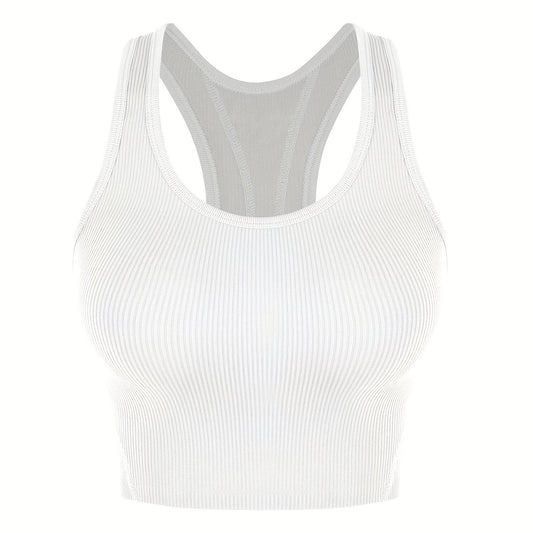 Crop Tops Racerback Yoga Vest Women Gym Seamless Ribbed Sleeveless Tank Tops