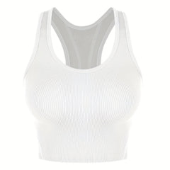 Crop Tops Racerback Yoga Vest Women Gym Seamless Ribbed Sleeveless Tank Tops