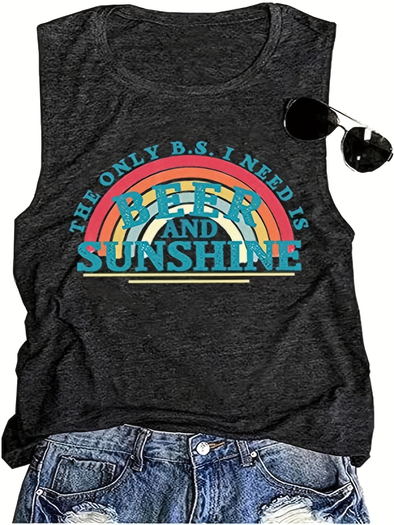 Rainbow Print Sleeveless Tank Top for Women