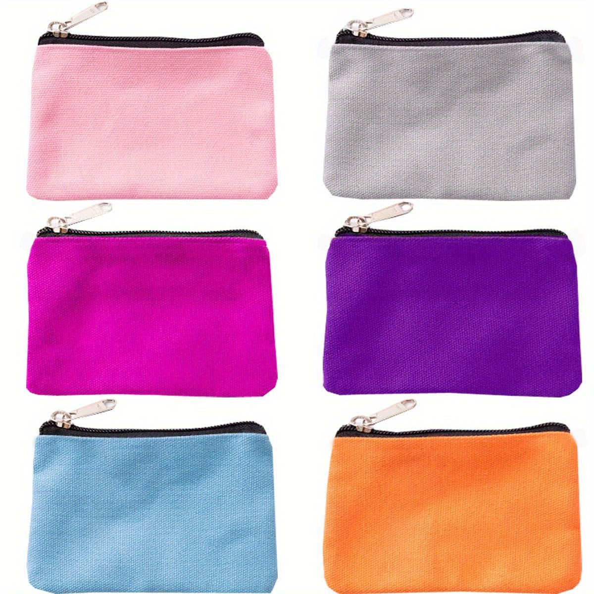 6pcs Canvas Zipper Makeup Bags Small Cosmetic Organizer Storage Pouch