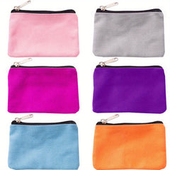 6pcs Canvas Zipper Makeup Bags Small Cosmetic Organizer Storage Pouch
