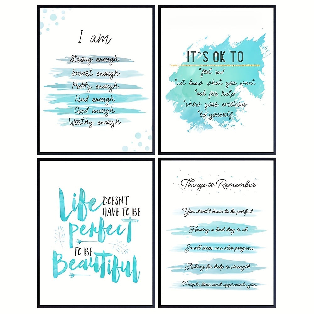 4pcs Green Pink Affirmations Inspirational Art Posters 20 32x25
