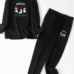 Snowman Print Fleece Lounge Set