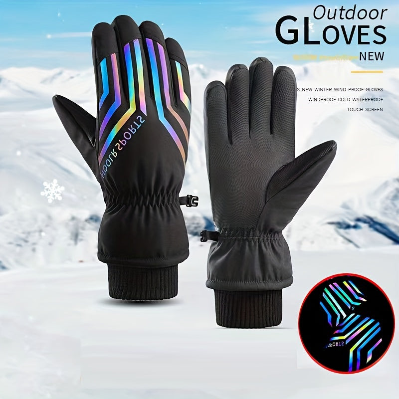 Men's Winter Reflective Gloves Plus Velvet Windproof Waterproof Touch Screen