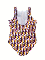 Abstract Face Print One Piece Swimsuit