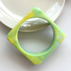 Wide Resin Bracelet Red & Yellow Gradient Square