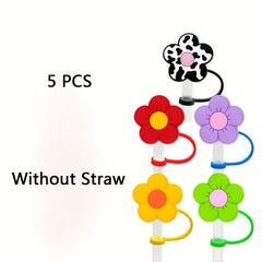 Silicone Flower Straw Lid Set - Reusable Dustproof Plug