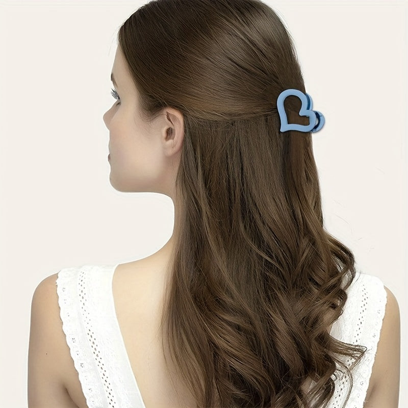 Sweet Love Heart Hair Claw Acrylic Hairpin Matte Frosted Hair Accessories