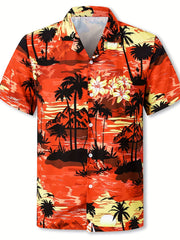 Hawaii Coconut Tree Graphic Print Boys Cotton Top Shirt