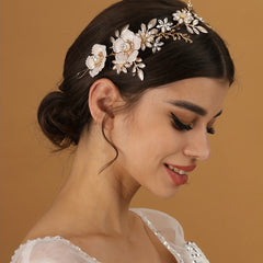 Pearl Flower Leaf Headpiece Bridal Wedding Hair Accessories