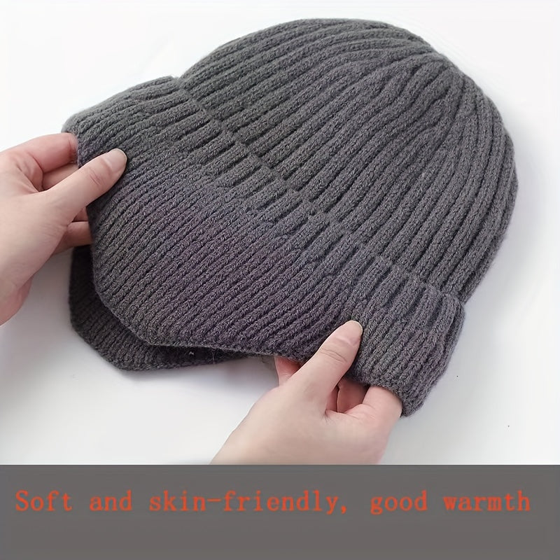 Winter Velvet Knit Hat With Earflap Skull Warm Cap Beanie Hat