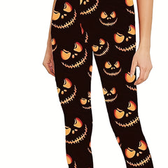 Gothic Skull Print High Stretch Leggings