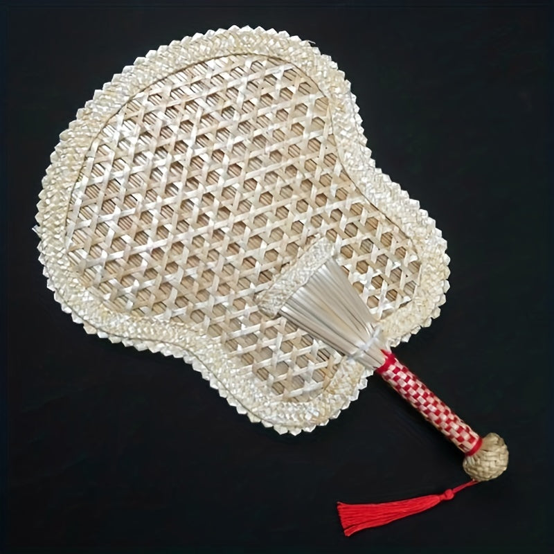 Vintage Woven Fan Handheld Portable Chinese Style Cattail Fan