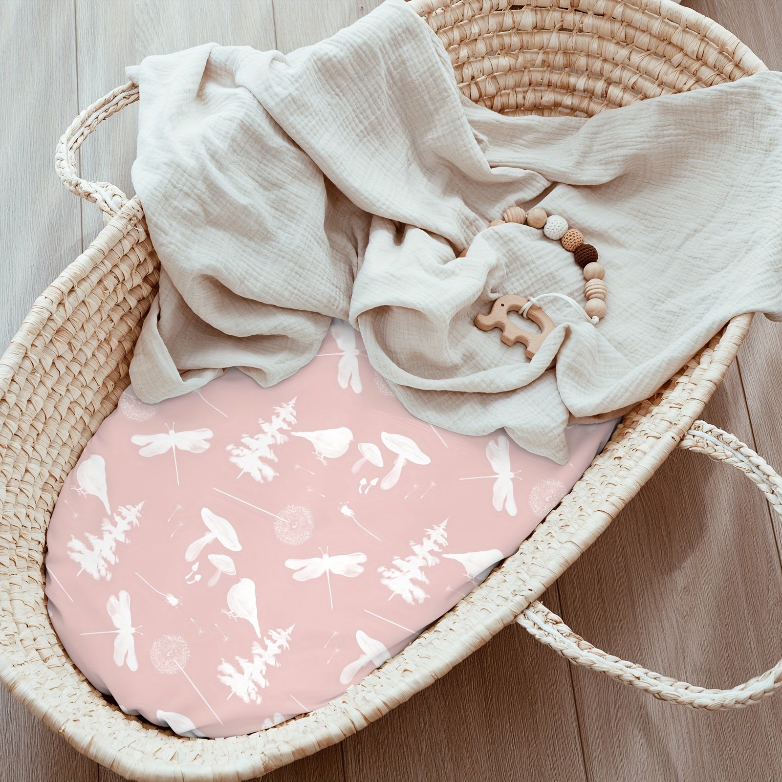 3 Pack Baby Crib Sheet Sets Ivory & Peach Animal Prints Microfiber Woven