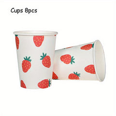 10pcs Strawberry Fruit Patterned Tableware for Parties & Events