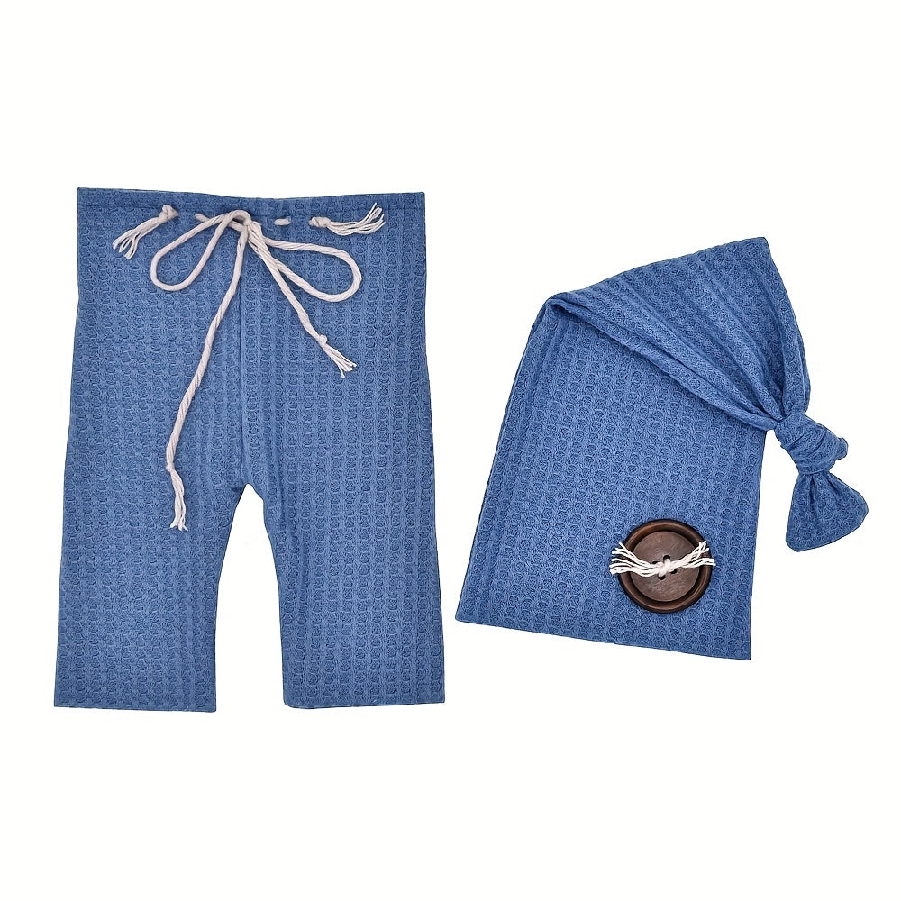 Newborn Knot Button Hat & Pants Set for Photography Props