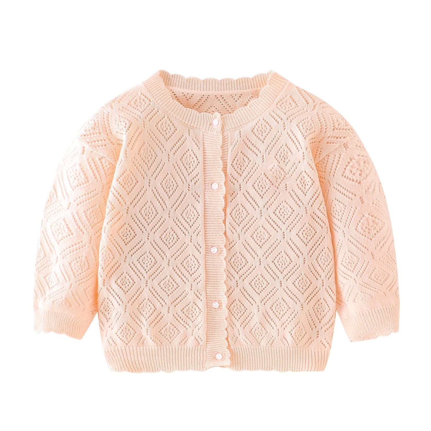 Baby Girls Cardigan Knitted Sweater Long Sleeve Crew Neck Stretch Cotton