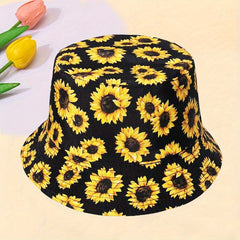 Sun Flower Fisherman Hat Printed Casual Bucket Hat Women Outdoor