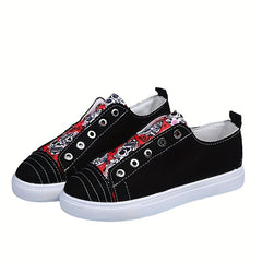 Halloween Skull Pattern Slip On Skate Shoes Lightweight Canvas Sneakers