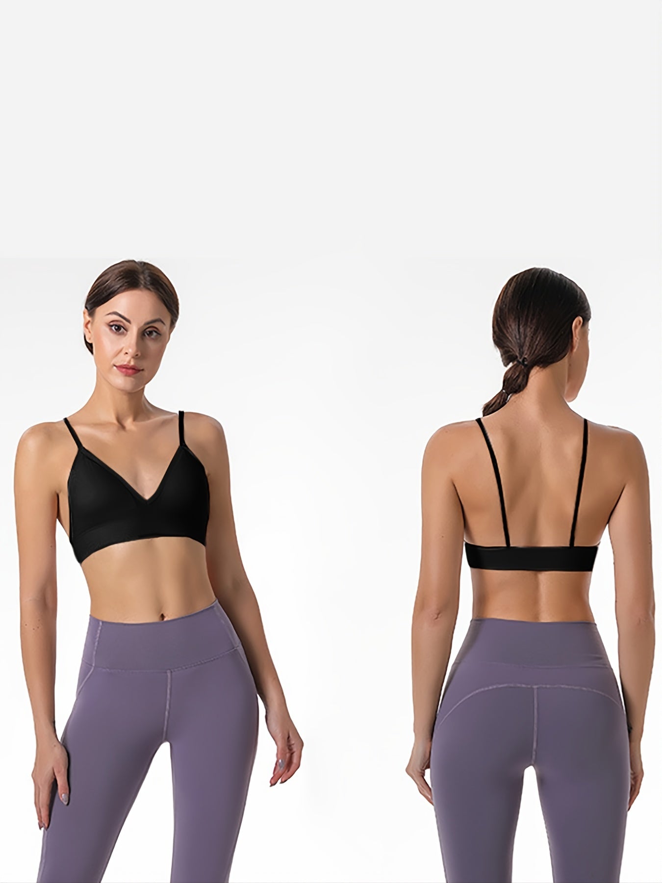 5 Pack Women's Deep V Sport Bras Double Strap Medium Stretch Lingerie