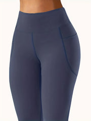 Solid High Rise Flared Leg Pants