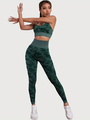 Camouflage Print Sports Suit: Sports Bra & Yoga Leggings