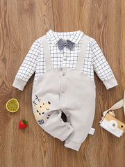 Newborn Gentleman Romper Deer Embroidery Jumpsuit For Baby Boys