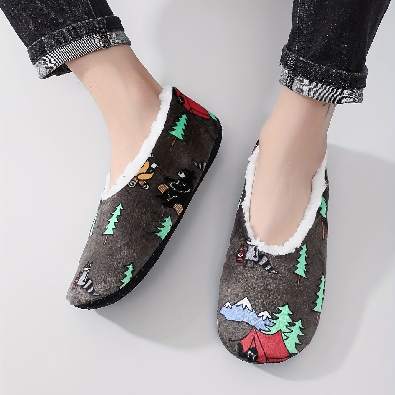Cartoon Plant Cozy House Slippers Anti skid Slip on Shoes Indoor For Men