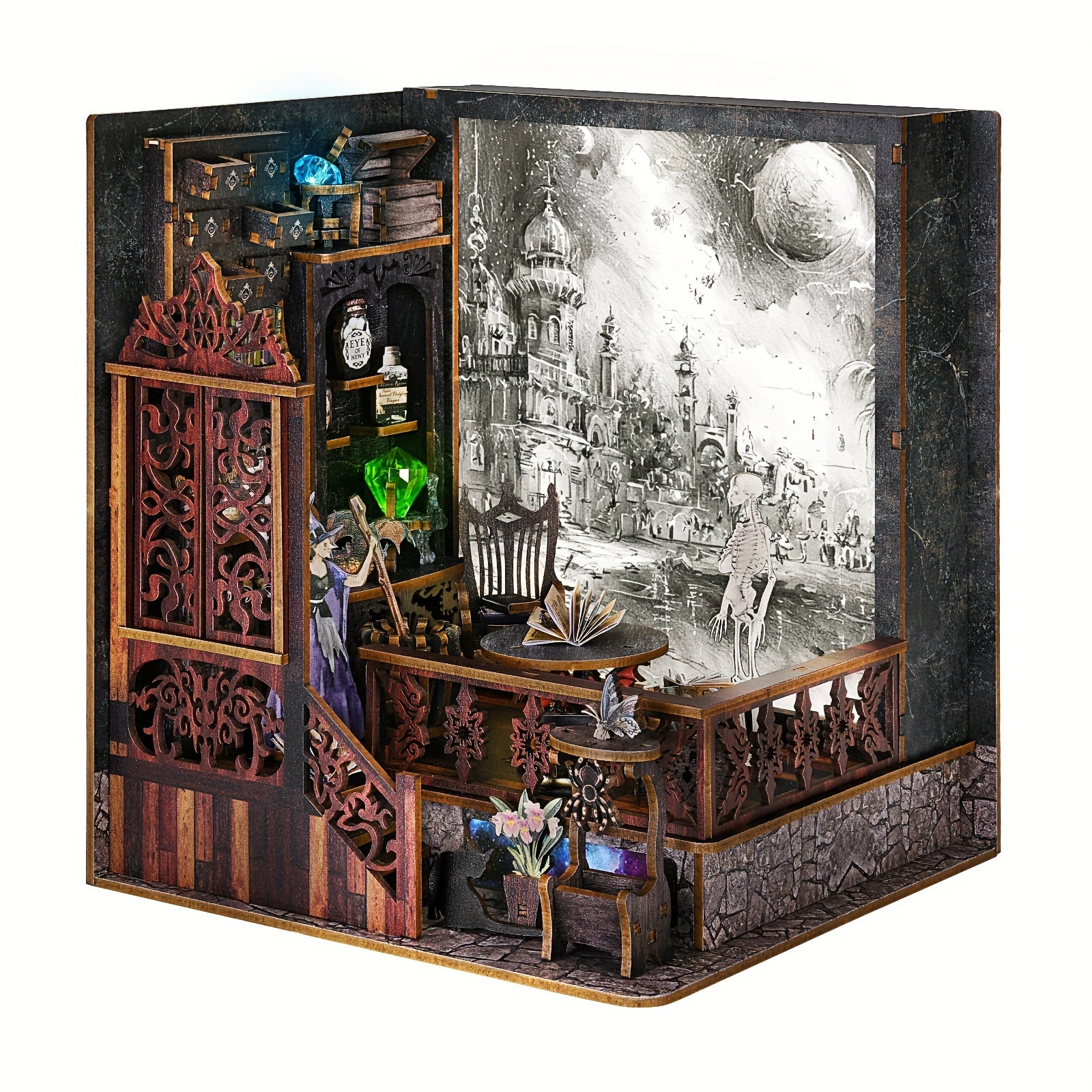 DIY Dollhouse Book Corner Shelf Insert 3D Wooden Puzzle